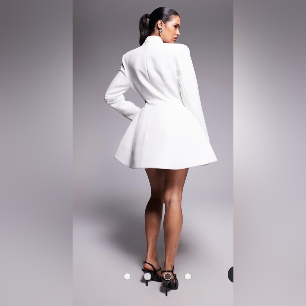 Bardot Janna Hourglass Double Breasted Blazer Mini Dress in White Size 4 - Picture 5 of 12